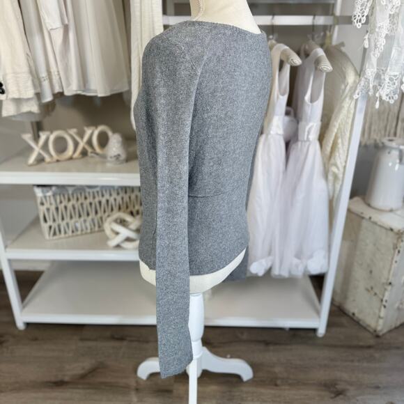 American Eagle Women's Size L Gray Long Sleeve Half Button Up Sweater #3557 - Picture 4 of 9